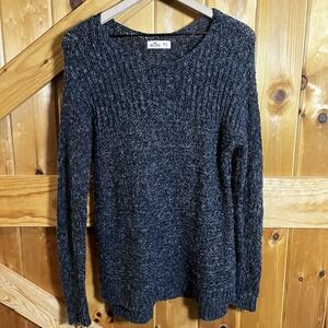 Hollister Women's Dark Gray Open Knit Sweater Size M/L Long Sleeve‎ Pullover